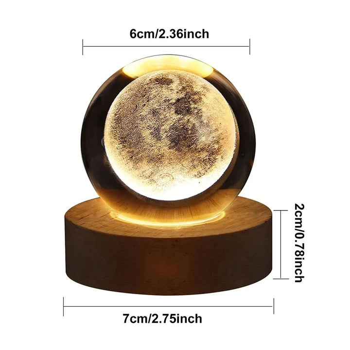 Unique 3D Crystal Ball Lamp with Galaxy and Planetary Projections.