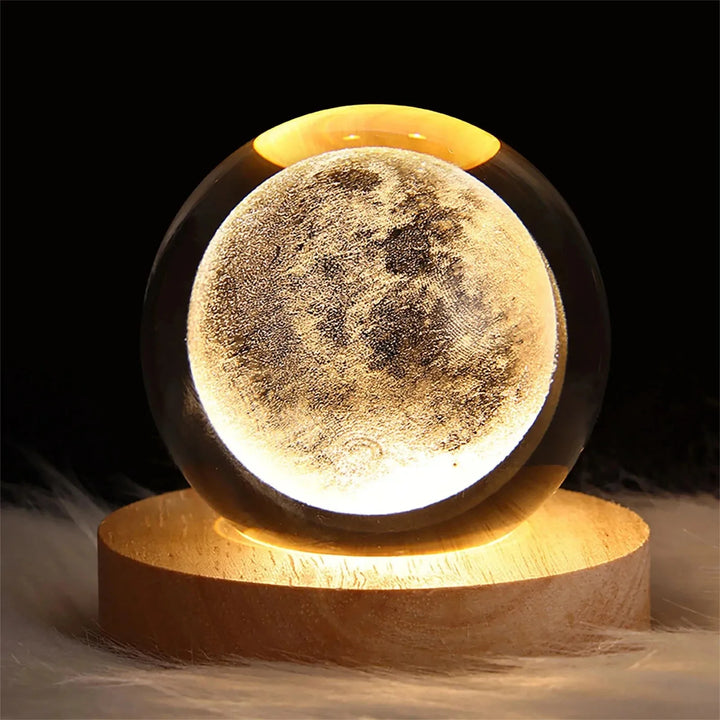 Unique 3D Crystal Ball Lamp with Galaxy and Planetary Projections.