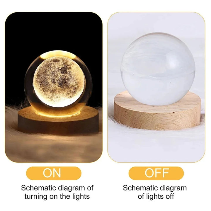 Unique 3D Crystal Ball Lamp with Galaxy and Planetary Projections.